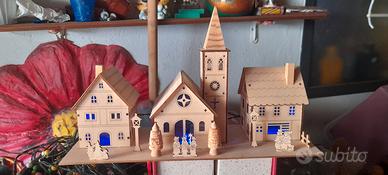 pezzo di paese per presepe in legno