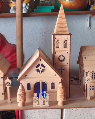 pezzo di paese per presepe in legno