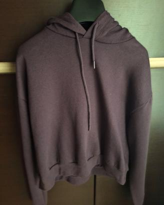 Felpa cropped viola scuro cappuccio Terranova tg M