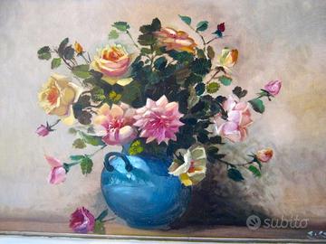 Grande Quadro a olio vaso fiori