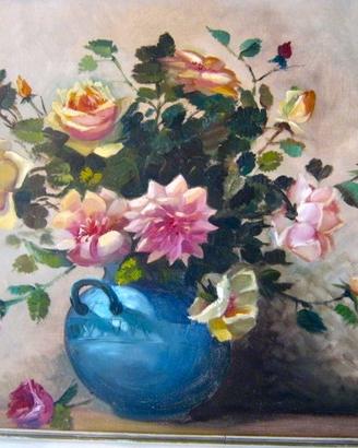 Grande Quadro a olio vaso fiori