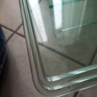 tavolino in cristallo 76x48 cm con portaoggetti