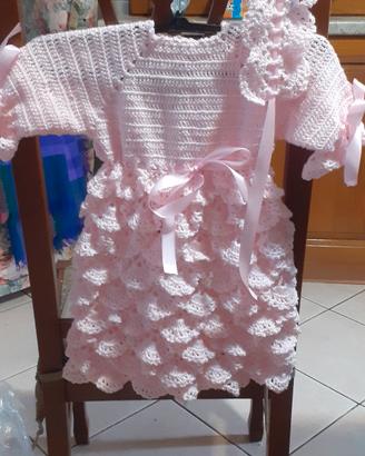completino rosa per neonata fatto a mano - 