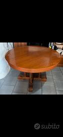 TAVOLO ROTONDO IN LEGNO MASSICCIO VONTAGE anni 80