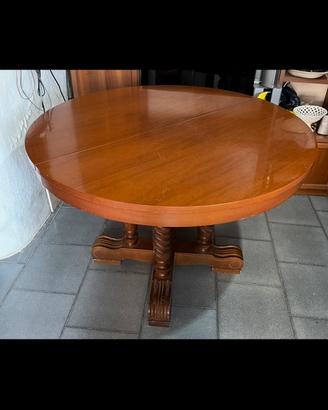 TAVOLO ROTONDO IN LEGNO MASSICCIO VONTAGE anni 80