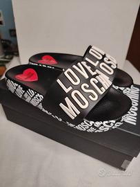 NUOVO!! MOSCHINO 35 CIABATTE DONNA BAMBINA NERO B