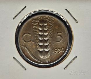 5 centesimi 1936  spiga