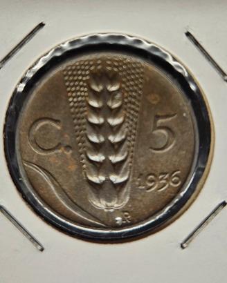 5 centesimi 1936  spiga