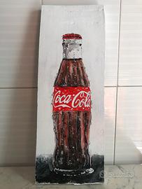 QUADRO DIPINTO SU LEGNO GREZZO ''COCA COLA''