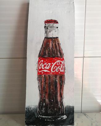 QUADRO DIPINTO SU LEGNO GREZZO ''COCA COLA''
