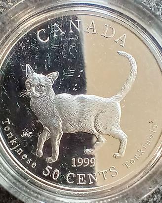Canada 4 monete argento .925 serie "GATTI" 50 cent