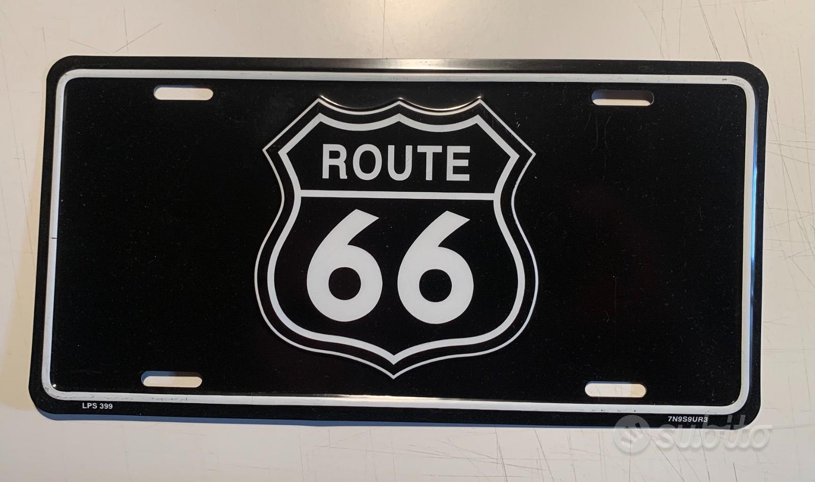 Targa Metallica Decorativa Route 66, Stile Vintage, 50x34 Cm, Ovale, Con Gancio, Per Garage E Bar