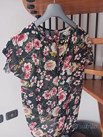 T.Shirt fantasia nera fiorata, marca S&W, tg.L/XL