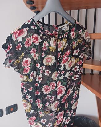 T.Shirt fantasia nera fiorata, marca S&W, tg.L/XL