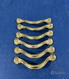 Set di 6 maniglie in ottone lucido