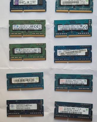 lotto di 10 ram  ddr 3 sodimm 