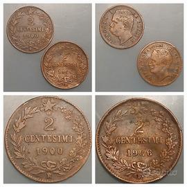 Lire del Regno d'Italia: 2 centesimi 1900 e 1906