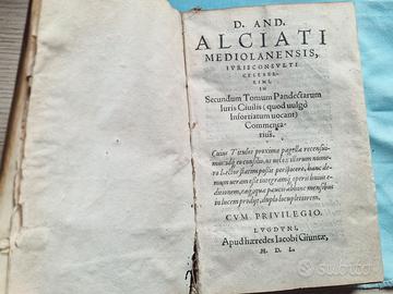 Libri antichi ALCIATI Iuris civilis 1550Usus feud.