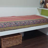 Letto singolo ikea flaxa con testiera a cassetto