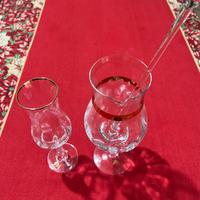 Servizio 5+1 flute con brocca in cristallo e oro