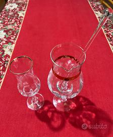 Servizio 5+1 flute con brocca in cristallo e oro