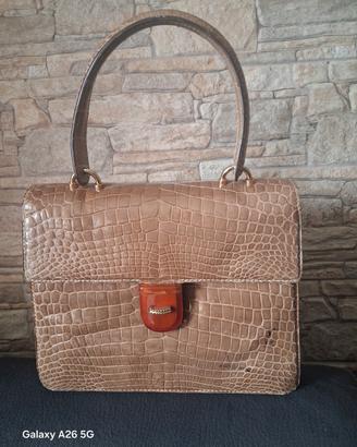 borsa gucci anni 50' 60' vera pelle coccodrillo 