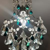 Lampadario cristalli bohemia e pietra malachite