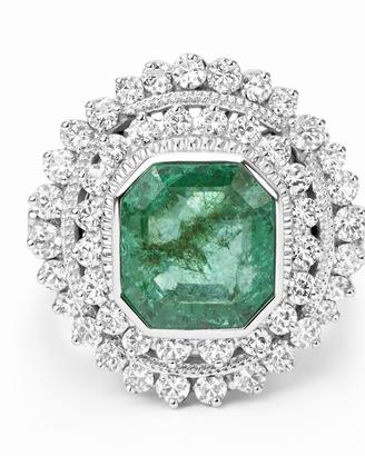 Anello cocktail oro 18 kt Smeraldo e diamanti