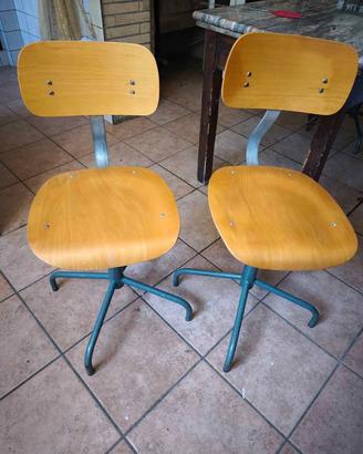 Coppia di Sedie Industriali Vintage / Girevoli Mod