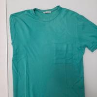 T-shirt Zara verde acqua con taschino, taglia M