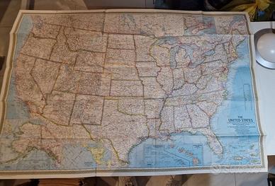 Mappa USA Vintage National Geographic 1968 Grande
