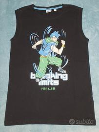 Canotta Blukids nera con disegno bambino 12/13 ann