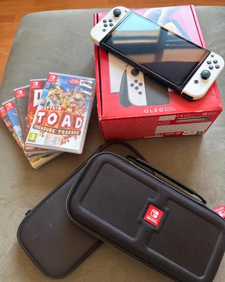 Nintendo Switch Oled bianca con scatola + 5 giochi