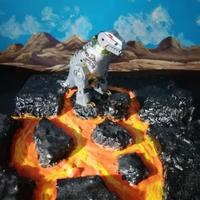 Diorama terra lavica di vulcano action figure