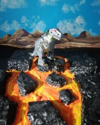 Diorama terra lavica di vulcano action figure