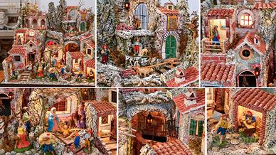 Presepe artigianale fatto a mano – borgo in roccia