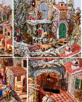 Presepe artigianale fatto a mano – borgo in roccia