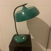 Lampada in metallo smaltato verde e ottone anni 50