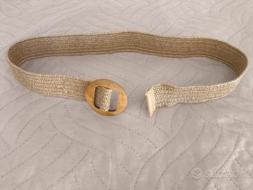 cintura elastica con fibbia in legno