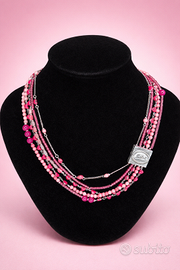 SODINI COLLANA MULTIFILO 5 FILI CUORE ROSA