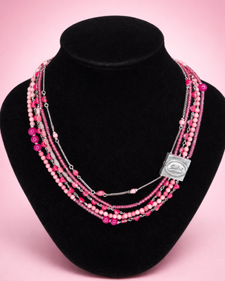 SODINI COLLANA MULTIFILO 5 FILI CUORE ROSA