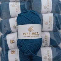 10 gomitoli di lana 70% pura lana BLU AVIO denim