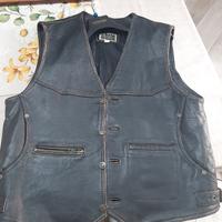 Gilet pelle panciotto marrone anticato moto leathe