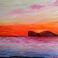 Quadro Tramonto ad Alghero con Capo Caccia