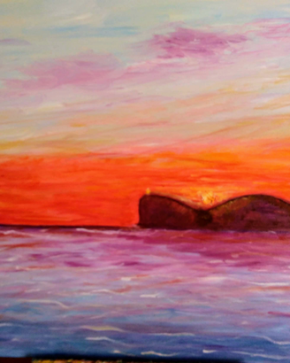 Quadro Tramonto ad Alghero con Capo Caccia
