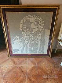 Quadro uncinetto Padre Pio