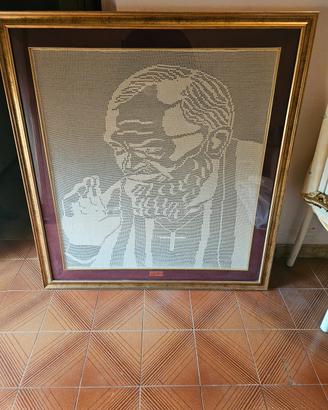 Quadro uncinetto Padre Pio