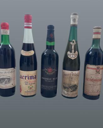 Lotto 7 bottiglie vino vintage anni 50-70