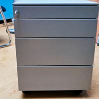 Cassettiera ufficio in ferro con ruote e 4 tiretti