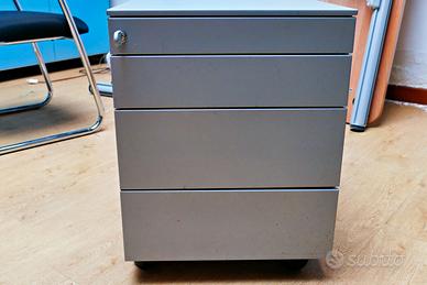 Cassettiera ufficio in ferro con ruote e 4 tiretti